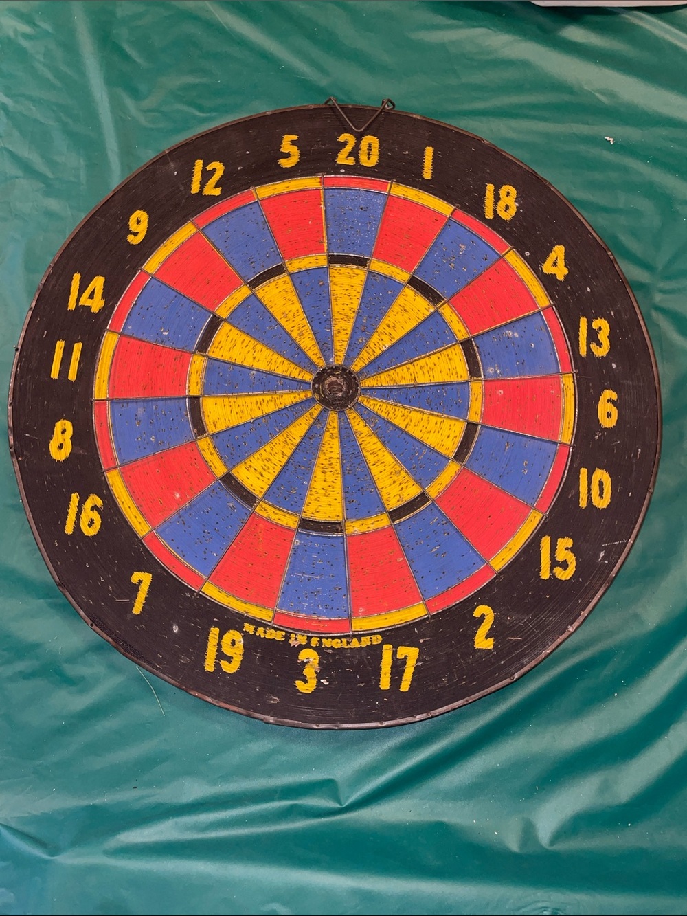 Wooden Dartboard Game - Red, Blue, Yellow - Classic Home Play